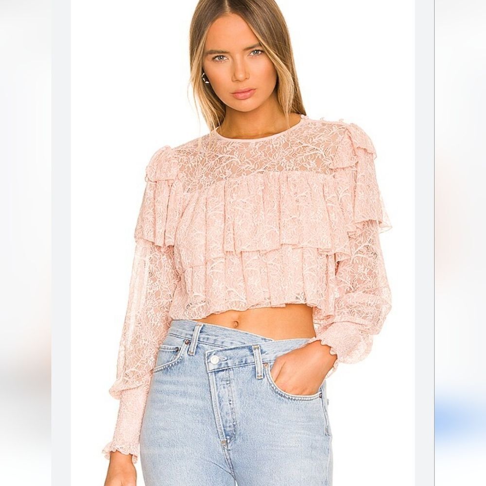 Revolve Tularosa Solange Lace Tiered Top In Blush Size Medium